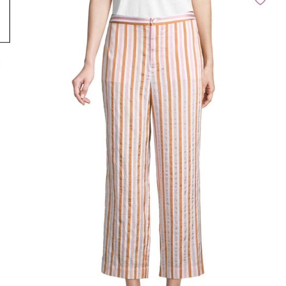NWOT Frame Striped Wide-Leg Pants Size 10 Copper - Picture 1 of 8